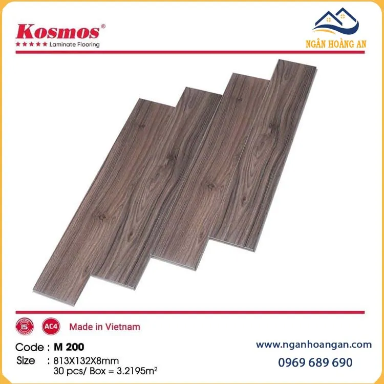Sàn Gỗ Công Nghiệp Kosmos M200 Dày 8mm 